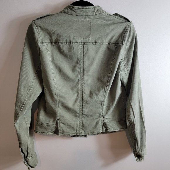 Hollister Camo Green Moto Biker Style Cropped Streetwear Y2K Jacket - Size M - Picture 7 of 12